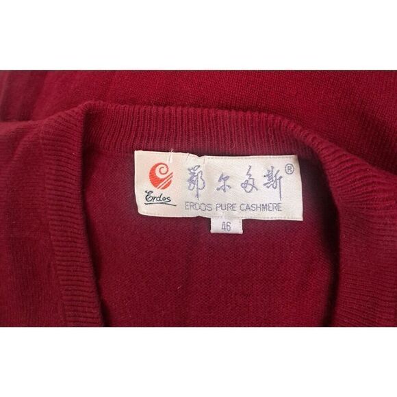 Vintage Erdos Mens XL PURE PREMIUM CASHMERE Sweater CRANBERRY RED  Pullover - Picture 4 of 6